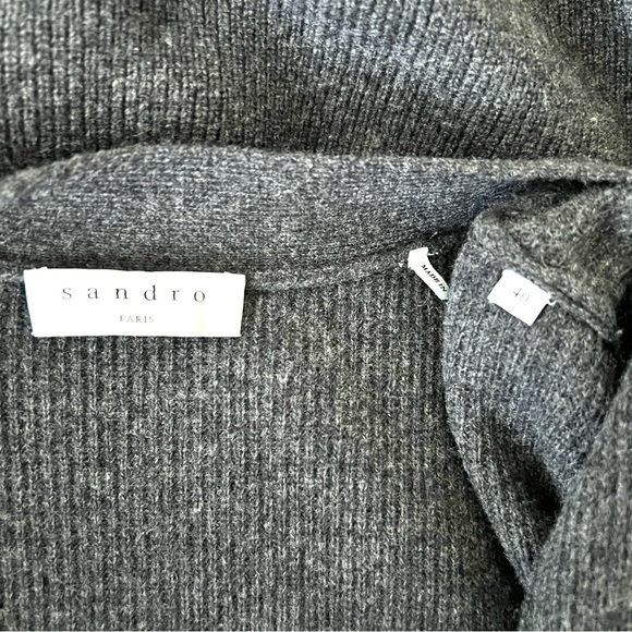 Sandro Paris Knit Long Dress 40 Large Sweater Button Down Pearl Wool Cashmere - Picture 7 of 10